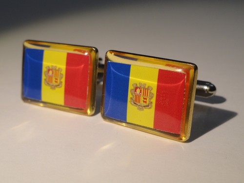 Andorra Flag Cufflinks--Europe European Andorran Pyrenees Spanish French - Picture 3 of 5