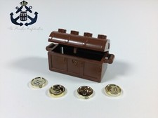 LEGO (COMPLETE SET) Vintage Brown Chest w/ 10/20/30/40 Gold Chrome Coins Pirate