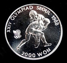 1988 año Corea del Sur Seúl Lucha Olímpica 2000 won moneda como nueva sin circular