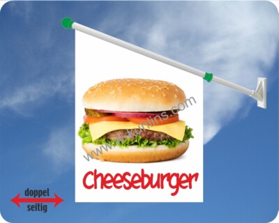 Flagge, Burger, Cheeseburger, Hamburger, Imbiss, Käse Burger, Werbefahnen, Kiosk