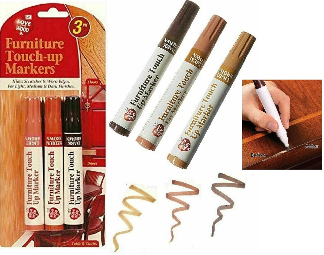 3 MAGIC FURNITURE SCRATCH COVER HIDES MARKERS PENS KIT SET TOUCH UP
