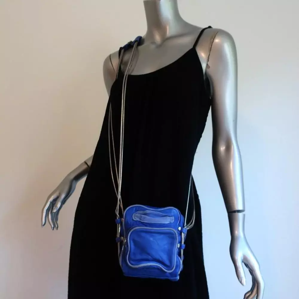 Alexander Wang Brenda Mini Camera Bag Blue Leather Chain Strap Crossbody