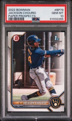 #ad 2022 Bowman Prospects Jackson Chourio #BP 79 PSA 10 GEM MT QTY $22.98