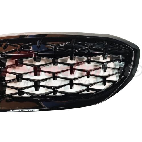Front Kidney Grill Grille for BMW G20 330i M340i 2019-2022 Gloss Black Diamond - Picture 3 of 5