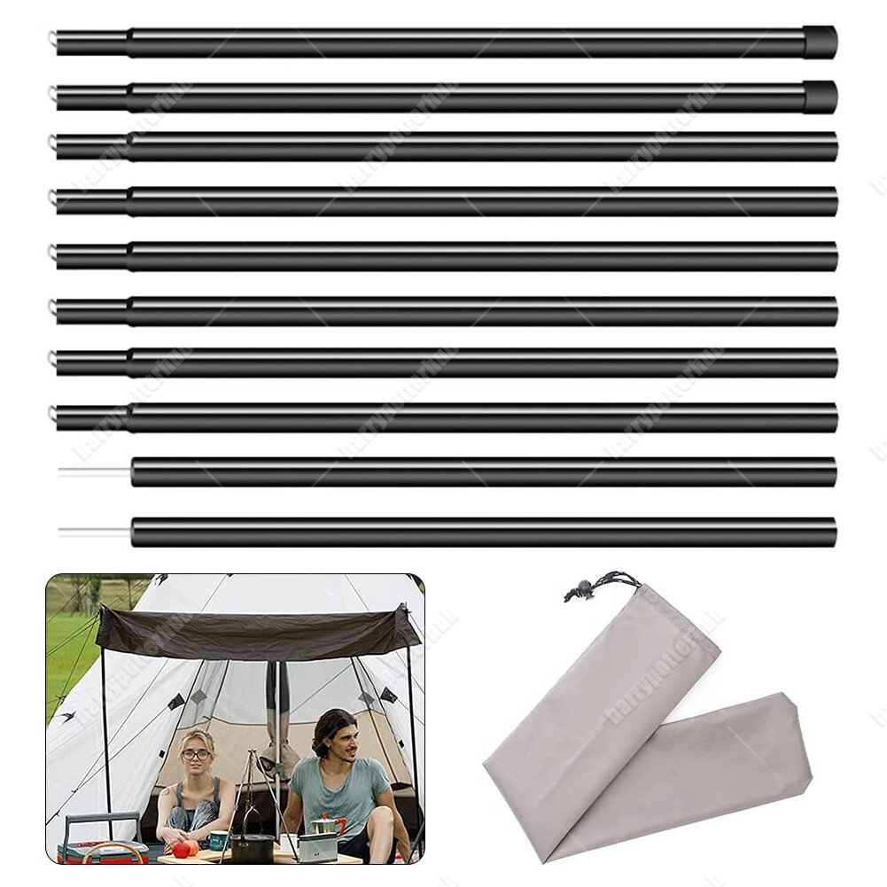 2x200cm Tent Poles Universal Telescopic Adjustable Steel