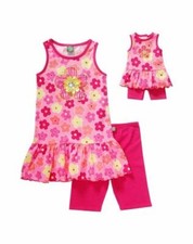 Girl 5-14 and Doll Matching Tunic Outfit Pink Floral Dollie Me ft American Girl