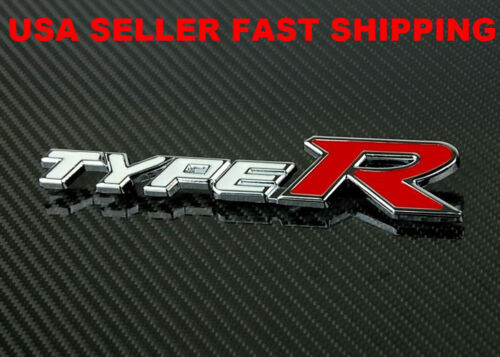 Bolt on 3D Metal White Red Type R Front Black Emblem Badge For All Grill Grille