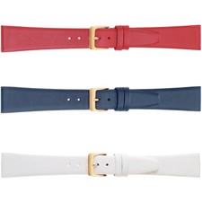 Men's Regular Smooth Calf Leather Flat Watch Strap Band,18mm 3 Optional Colors 