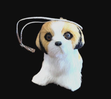 Shih Tzu Puppy Dog Christmas Ornament Soft Furry Fluffy Animal Tan Brown White