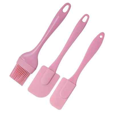 Pink Spatula Set 3Pc Non Stick Silicone Heat Resistant Baking Kitchen Tools