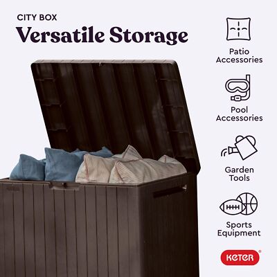 30 Gallon Resin Outdoor Storage Box and Patio Furniture Side Table for Pool