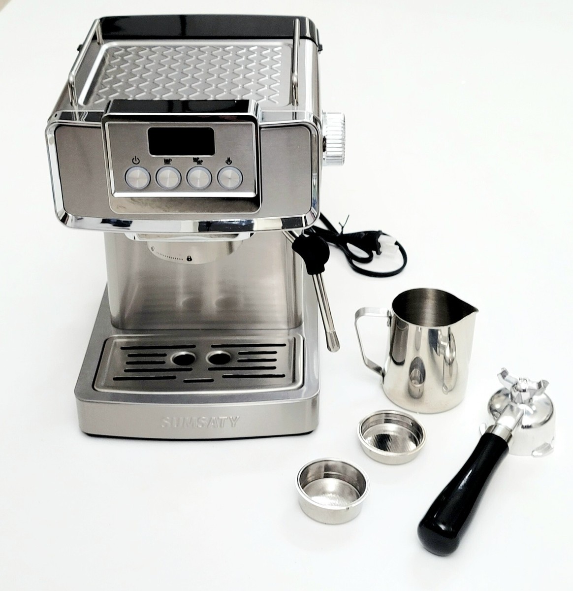 Sumsaty Espresso Machine Stainless Steel Milk Frother Latte 1 & 2