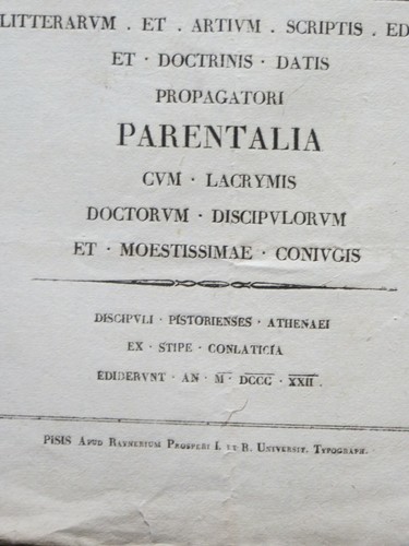 1822 PIETRO PETRINI ODE POESIE VERSI PISTOIA PISA - Foto 2 di 2