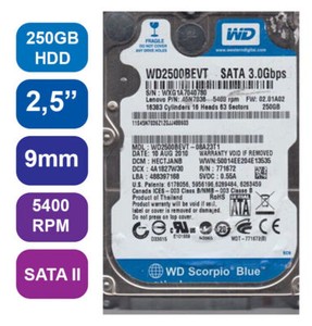 Festplatte WD 08A23T1 2,5" SATA II 5400 rpm 9,5mm 250GB HDD