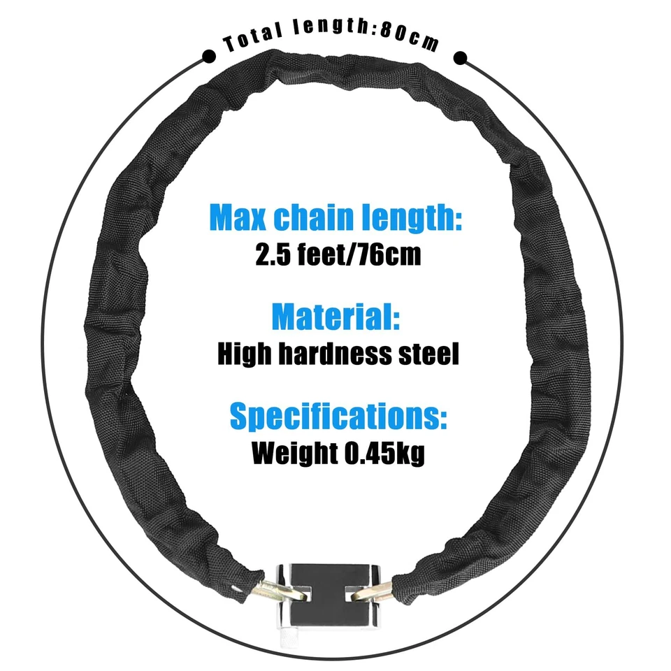 Heavy duty steel strong motorcycle bike outdoor safety chain and padlock lock UK - Image 3 of 4