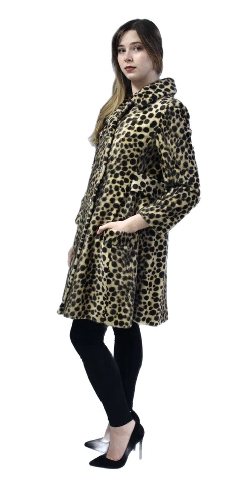 VTG 60s Russell Taylor Leopard Faux Fur Coat La France Safari M/L Mob Wife - Image 2 of 4