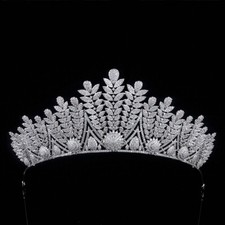 Luxury All CZ Cubic Zirconia Flower Wedding Queen Princess Prom Tiara Crown