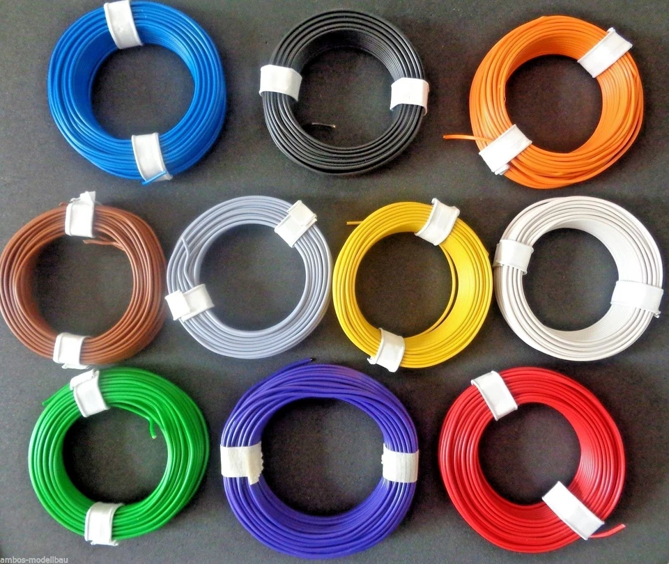 BELI-BECO Kupferdraht / Schaltdraht 10m x 0,2mm² (0,20€/m) 10 verschiedene Farben Auswahl