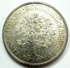 1932 A Germany Weimar Republic 3 Mark Silver Coin Looks BU, KM #56