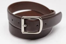 NEW Mens Dress Belt 34 Soft Brown Leather Strap Removable Chrome Buckle 
