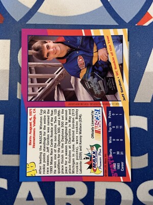 1994 MAXX Premier Plus WC Rookie of the Year Jeff Gordon | eBay