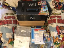 Nintendo Wii Black Console Box Tray Manual ONLY No System No Super Mario Game