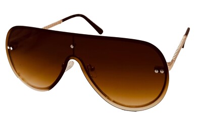 Guess Sunglass Mens Gold Metal Shield, Brown Gradient Lens GF0400. 32F