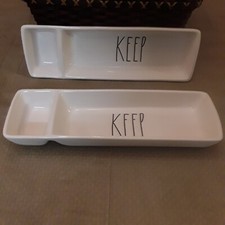 RAE DUNN ARTISAN COLLECTION BY MAGENTA "KEEP" DIVIDED TRINKET DESK OFFICE TRAY