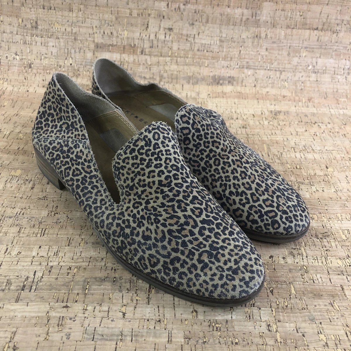 Lucky Brand Cahill Leopard Print Leather Flats Shoes Women's Size 8M  PreOwned