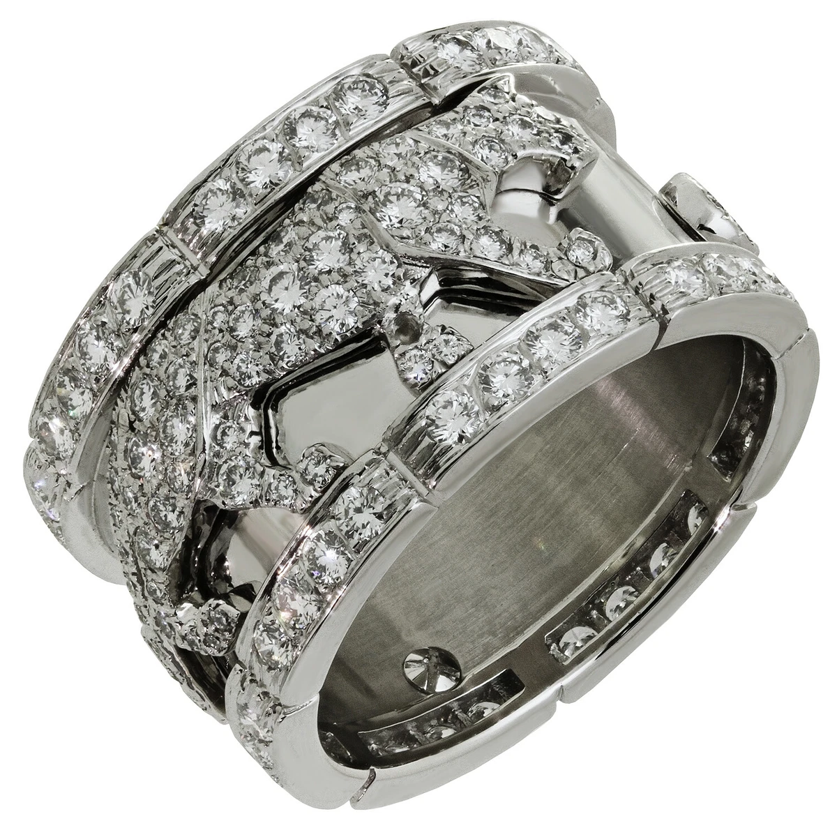 CARTIER Panther Mahango Diamond 18k White Gold Band Ring 62 eBay