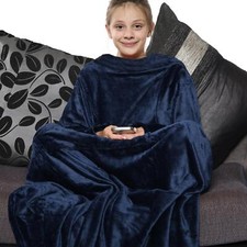 Unisex Girls Boys Wearable Snuggle Blanket with Sleeves Super Soft Warm Fleece