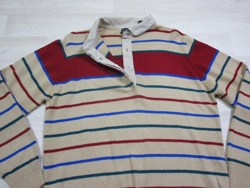 Suéter de punto polo a rayas vintage a medida de los años 60 (L) Rockabilly Cobain Grunge Foto 4 de 4