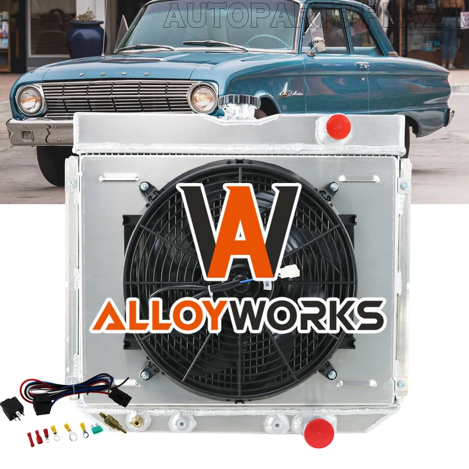 3Row Radiator Shroud Fan+Relay Fits 1966-1970 FORD Mustang Falcon/63-69 Fairlane Foto 4 de 4