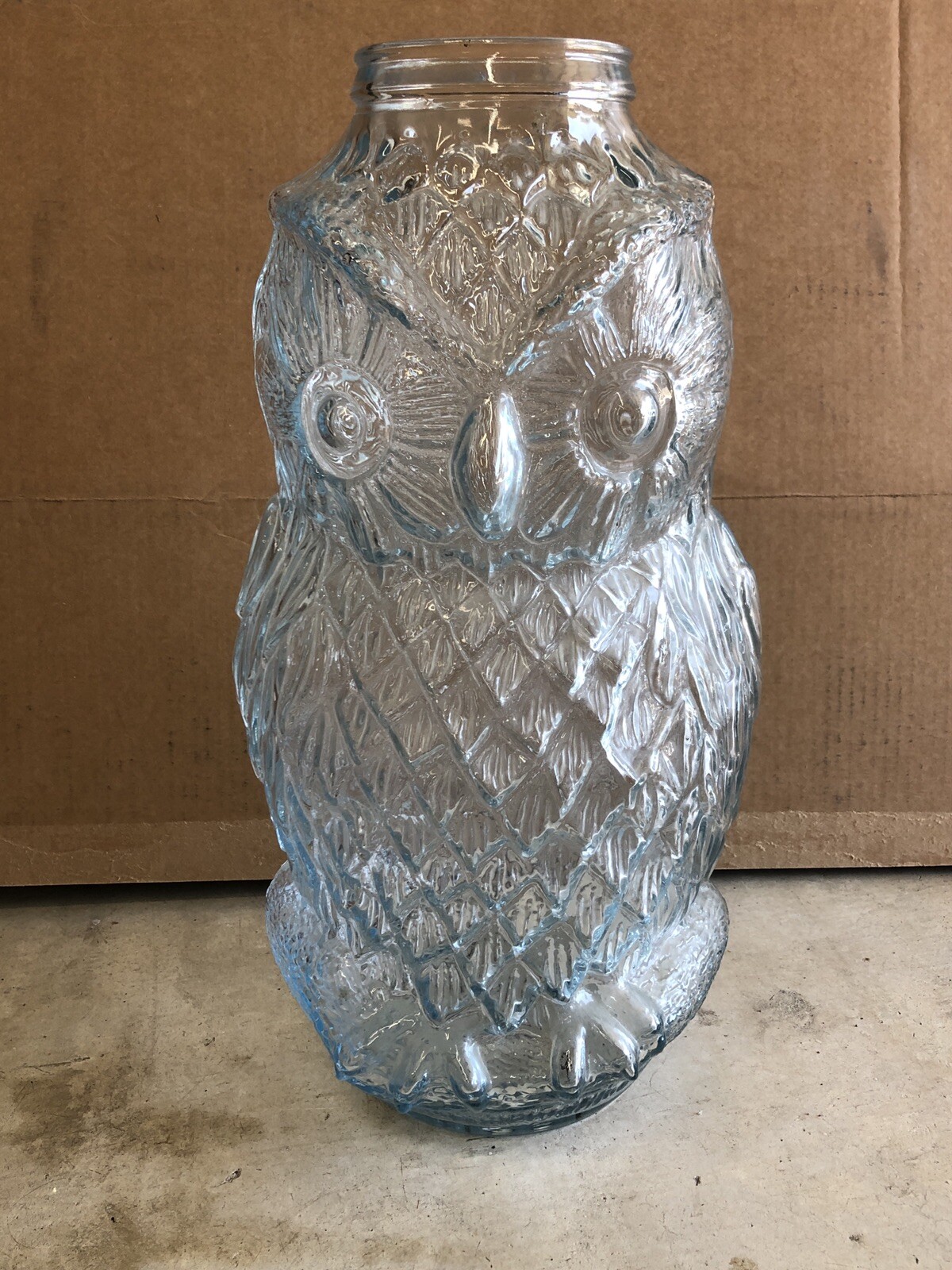 Vintage Glass Owl Jar The Wise Old Owl Large Container No Lid eBay