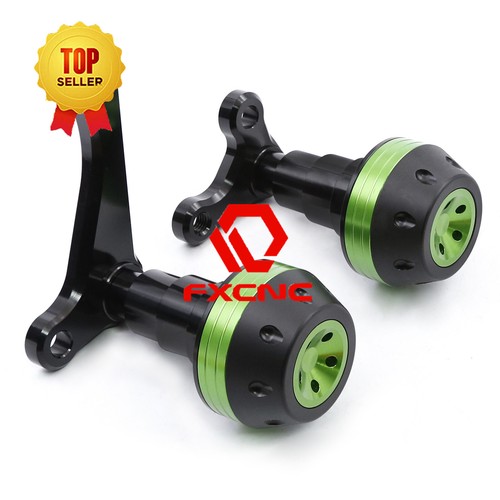 FXCNC CNC Motorcycle Frame Sliders Crash Protector Pads For ZX14R 2006-11 Green - Bild 9 von 11