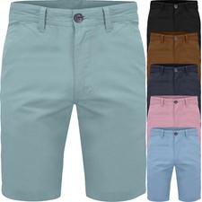 Mens Chino Shorts Stretch Cotton Slim Fit Summer Colours Casual Half Pants