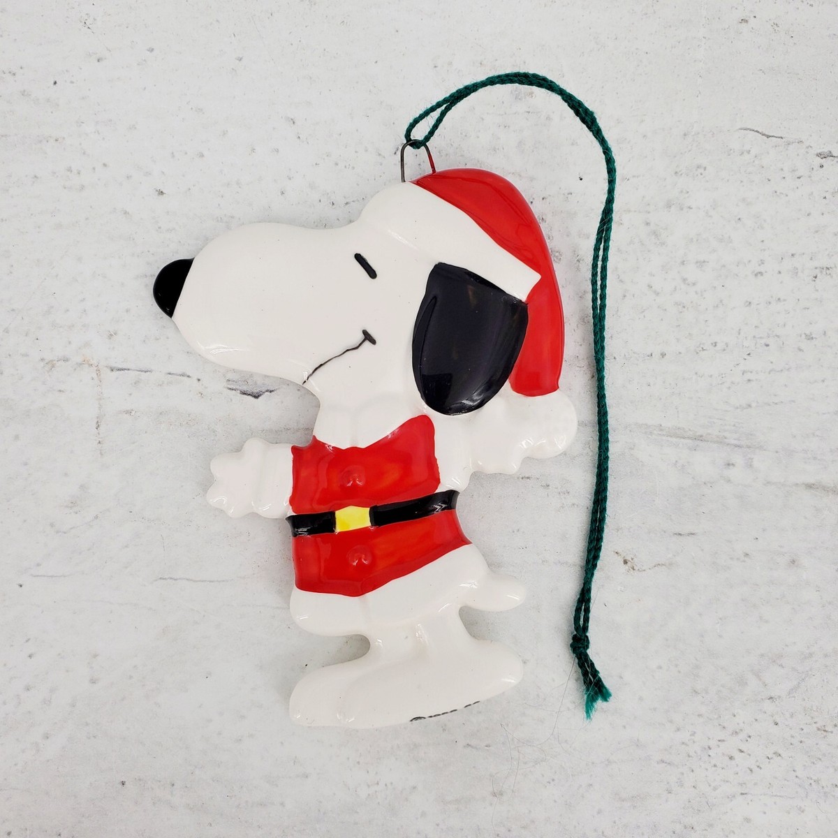 ヴィンテージ SNOOPY オーナメント Vintage Peanuts Gang Snoopy Snoopy Flat Ceramic Christmas Ornament