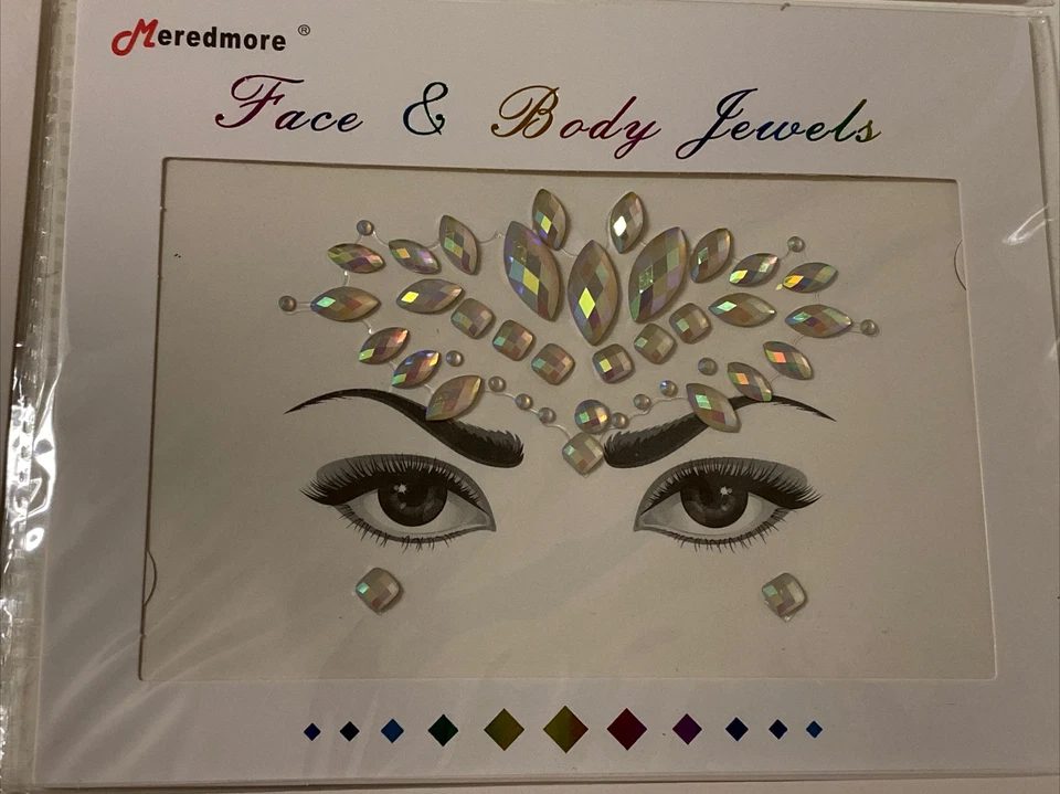 8 PCS Face Gems Stickers Rhinestones Crystals Rainbow Mermaid Face Jewels Sealed - Image 4 of 4