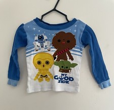 Star Wars Baby Boys Chewbacca Baby Yoda 100 Cotton Long Sleeve PJ Top Blue 18 M