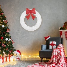 36inch Large Pre-Lit Outdoor Christmas Wreath with LED Lights Bows Decoration