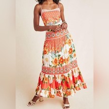 Farm Rio Floral Maxi Dress with Spaghetti Straps Size Small Petite Chic Feminine