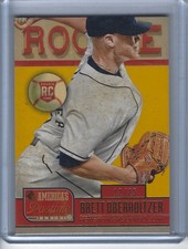 2013 Panini America's Pastime Brett Oberholtzer #224 Gold Rookie RC #12/25 