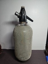 Vintage Wire Chainmail Wire Mesh Glass Soda Siphon Seltzer 14" Bottle