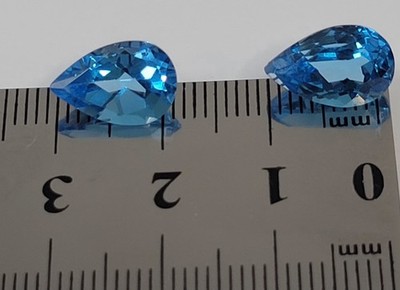 Two Facet Cut Tear Drop Blue Swiss Topaz Stones 1mm Each