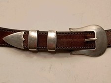 Chacon 10 86 B E 4pc Sterling Buckle Set On It's Signed Woven Tapered Belt Sz 38