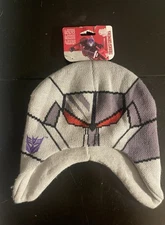 Transformers Hat Beanie Mens Gray Megatron Image Knitted Winter Laplander NWT