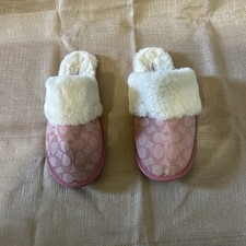 Coach Ziva Women's Slipper Signature Jacquard Pink Mule Rubber Sole Size 10B