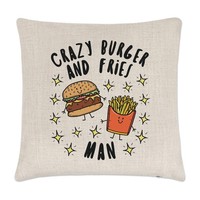 VerrüCkte Hamburger Und Frittieren Mann Stars Kissenbezug Lustiger Witz Essen