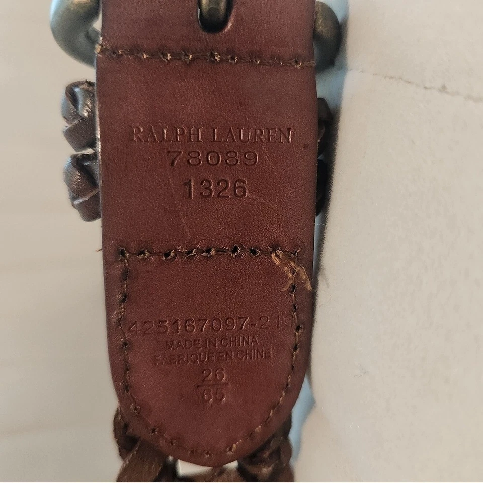 Ralph Lauren Cinturón Cuero Trenzado Pequeño 26 Latón Hebilla Mujer Niño Clásico Foto 3 de 4