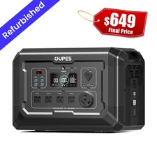 OUPES 2048Wh Mega 2 Power Station 2500W Solar Generator Home Backup LFP Battery